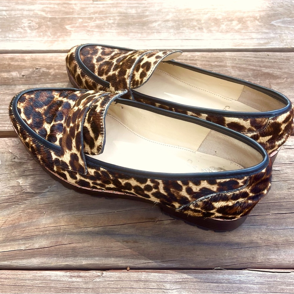 Vince Camuto Leopard Fur Animal Print Women's Loafers LIKE NEW